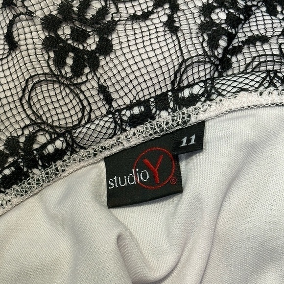 studio Y Pink With Black Lace Overlay Strapless Dress Size 11 - Picture 4 of 4